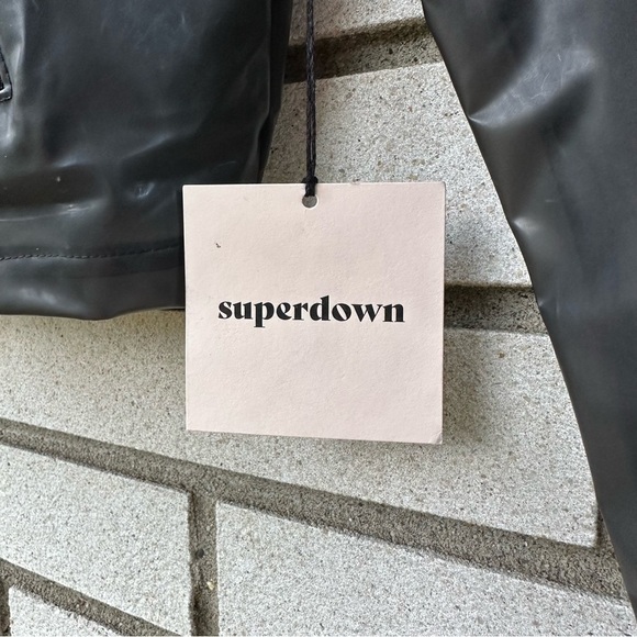 Superdown Sheer Black Vinyl Cropped Moto Jacket PVC Transparent Unlined Sz Small - Picture 6 of 13